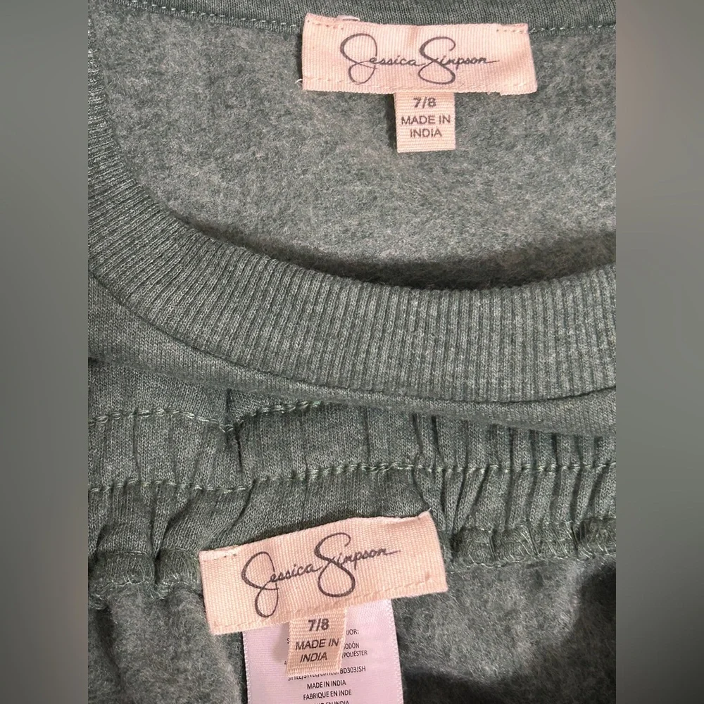 Jessica Simpson Girls Matching Jogger Set Green “JOLLY” Christmas Size 7/8